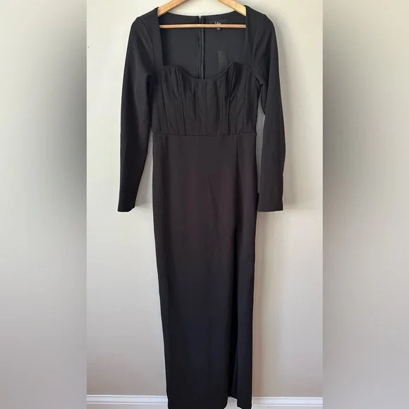 NWT! Lulu's women’s Glamorous Sweetheart Black Long Sleeve Maxi Dress. Large - Picture 4 of 7